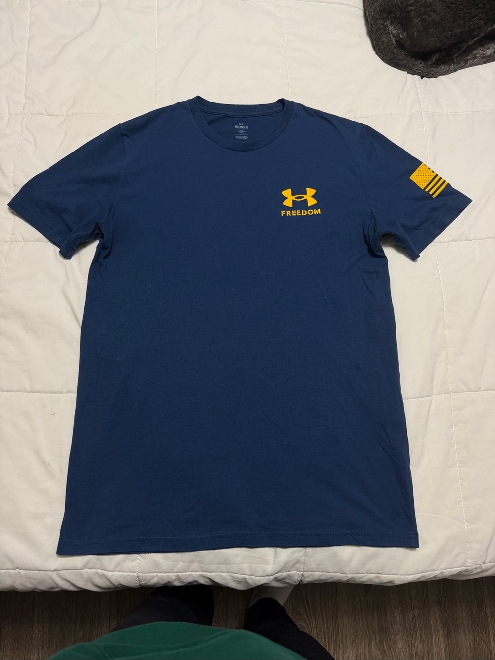 Under Armour Navy Short-Sleeve Freedom Logo Tee with Yellow Accent